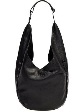 Hammit Tom Zip Hobo Bag Black Leather w/ grommets